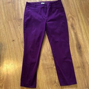 J. Crew Rich Plum Trousers Size 10S- Stretch